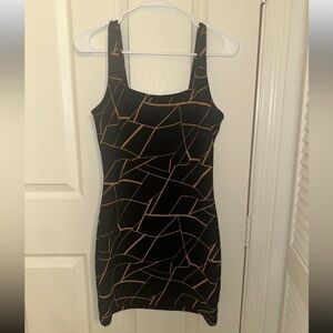 SHEIN Black and Tan Geometric Mini Dress